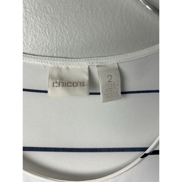 Chico's Blue White Striped Knit Maxi Dress -‎ Size 2 - Picture 8 of 13